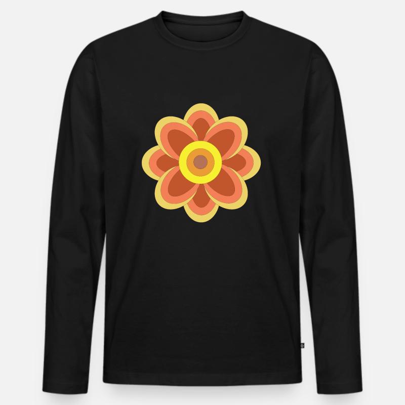 Orangenblüte - Männer Premium Bio Langarmshirt - Schwarz