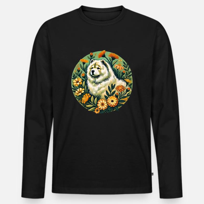 Chow Chow Frühling - Männer Premium Bio Langarmshirt - Schwarz