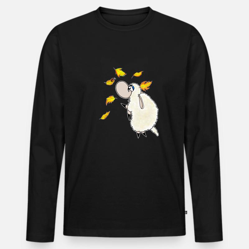 Wolly Sheepling Herbst Blätterfall - Männer Premium Bio Langarmshirt - Schwarz