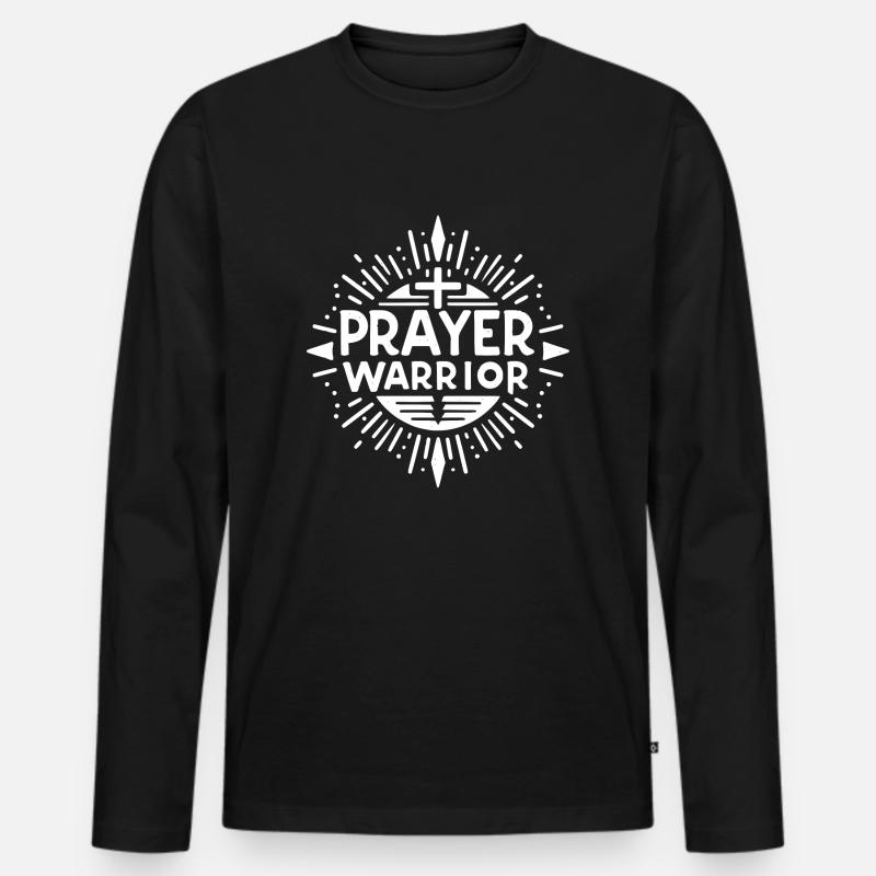 Gebets-Krieger - Männer Premium Bio Langarmshirt - Schwarz