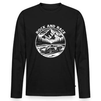 Vintage Sportwagen T-Shirt - Rock and Race Design - Männer Premium Bio Langarmshirt - Schwarz - Vorne - Nico (187cm)