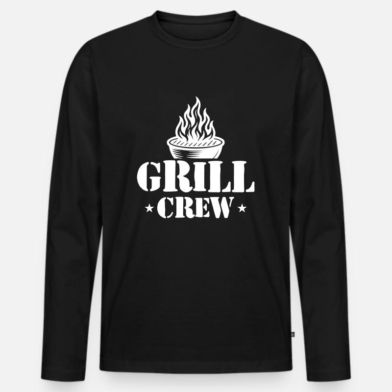 Grill Crew Grillen - Männer Premium Bio Langarmshirt - Schwarz