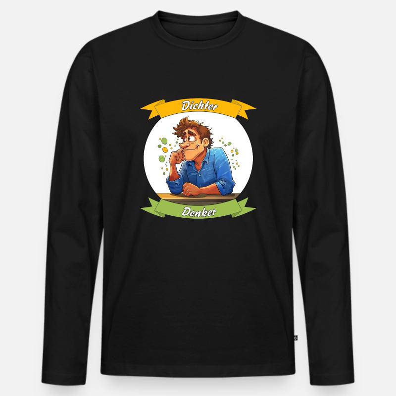 Dichter Denker - Männer Premium Bio Langarmshirt - Schwarz