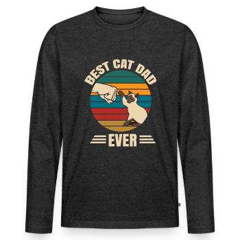 Siamese Katzen Cat Süss Lustig - Männer Premium Bio Langarmshirt - Anthrazit meliert - Vorne - Nico (187cm)