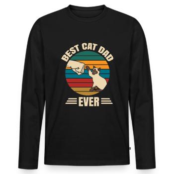 Chats Siamois Chat Doux Drôle - T-shirt manches longues Premium bio Homme - noir - Devant - Nico (187cm)