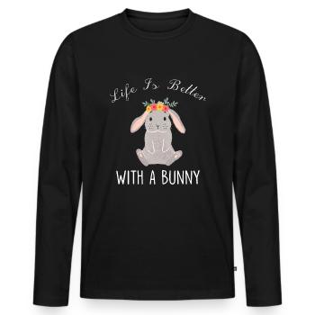 Bunnies rabbits - Men's Premium Organic Long Sleeve Shirt - black - Front - Nico (187cm)
