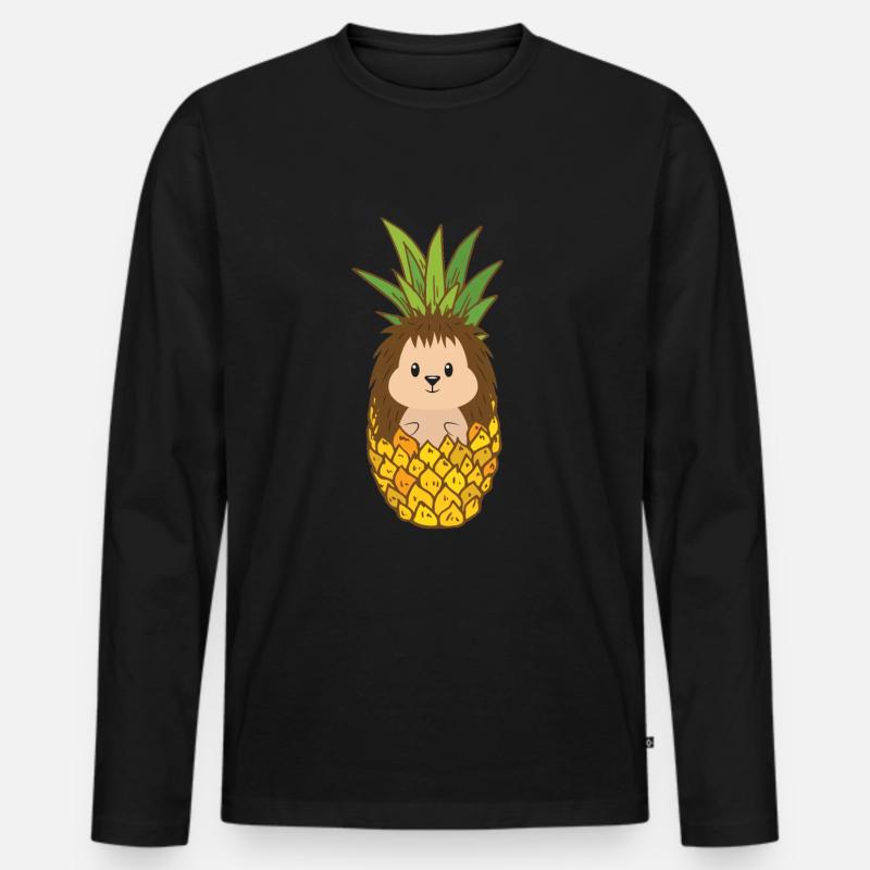 Igel - Männer Premium Bio Langarmshirt - Schwarz