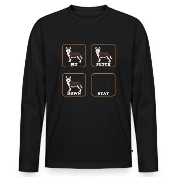 Husky dog - Men's Premium Organic Long Sleeve Shirt - black - Front - Nico (187cm)