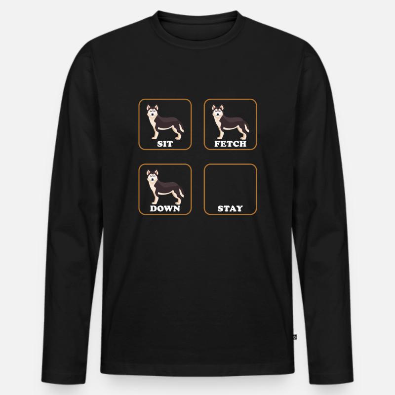 Huskyhund - Männer Premium Bio Langarmshirt - Schwarz