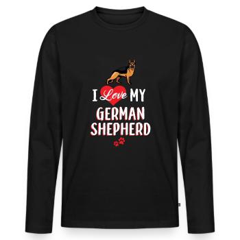 chien de race berger allemand - T-shirt manches longues Premium bio Homme - noir - Devant - Nico (187cm)