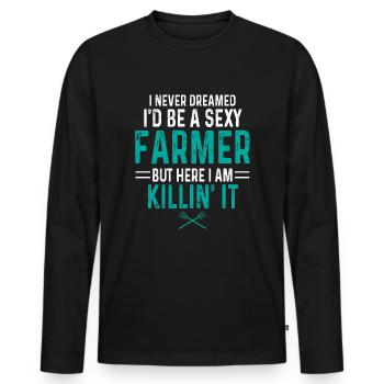 Farmer Farmer - Men's Premium Organic Long Sleeve Shirt - black - Front - Nico (187cm)