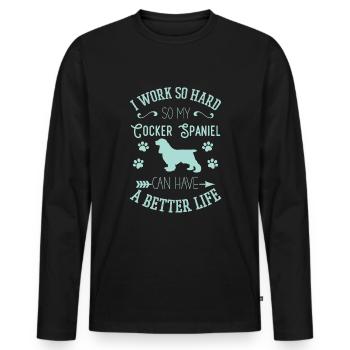 Cocker Spaniel - Männer Premium Bio Langarmshirt - Schwarz - Vorne - Nico (187cm)