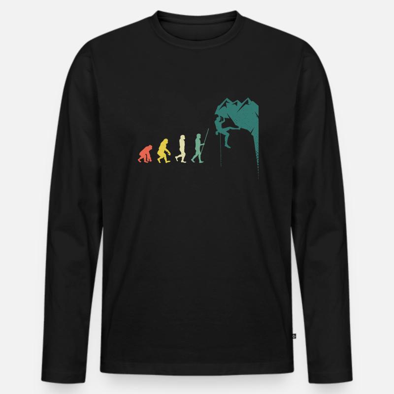 Boulderer Evolution Klettern Kletterwand - Männer Premium Bio Langarmshirt - Schwarz