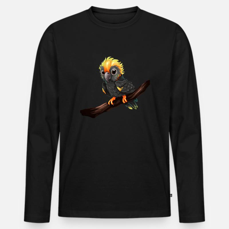 Baby Papagei Vogel Ara - Männer Premium Bio Langarmshirt - Schwarz