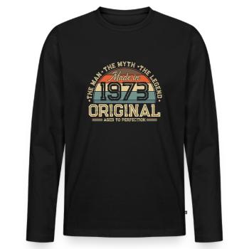 1973 Vintage né homme mythe légende - T-shirt manches longues Premium bio Homme - noir - Devant - Nico (187cm)