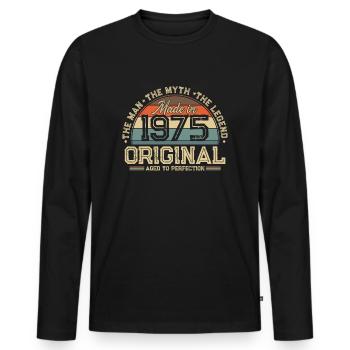 1975 Vintage Born Man Myth Legend - Men's Premium Organic Long Sleeve Shirt - black - Front - Nico (187cm)