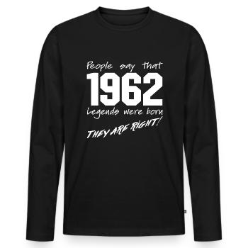 Legenden wurden 1962 geboren - Männer Premium Bio Langarmshirt - Schwarz - Vorne - Nico (187cm)