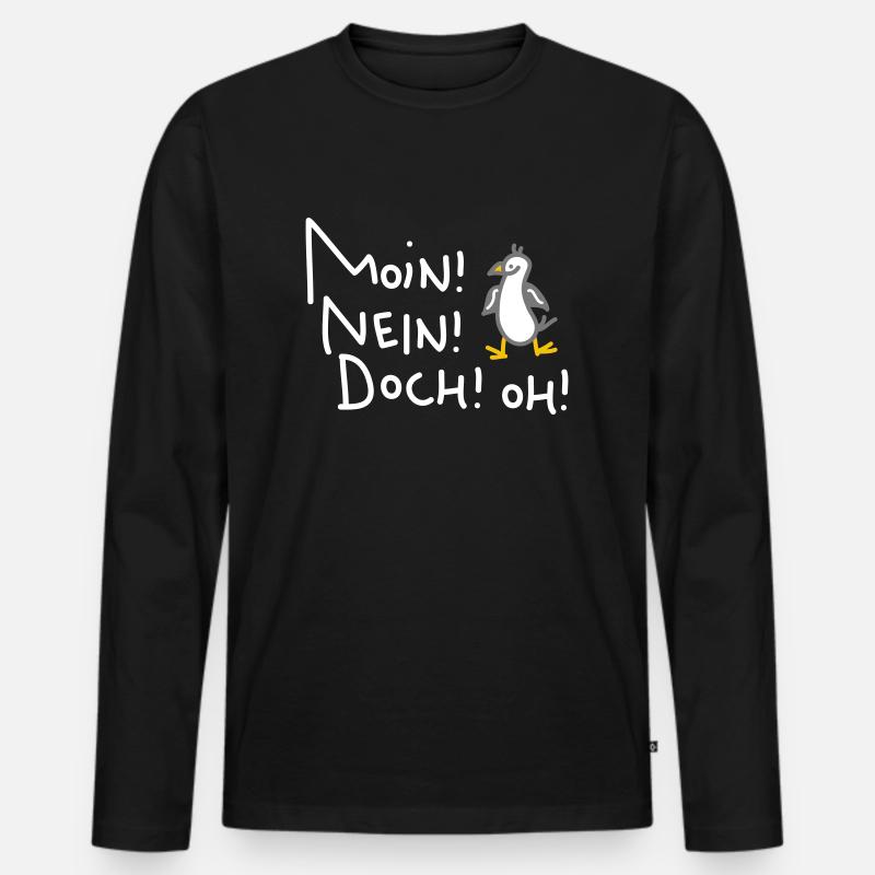 Lustige Moin Möwe - Männer Premium Bio Langarmshirt - Schwarz