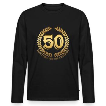 Mariage d'or - T-shirt manches longues Premium bio Homme - noir - Devant - Nico (187cm)