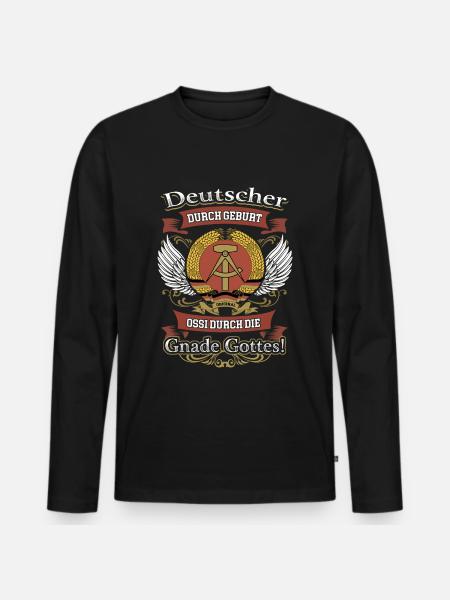 OSSI DURCH DIE GNADE GOTTES - DDR - T-SHIRT - Männer Premium Bio Langarmshirt - Schwarz