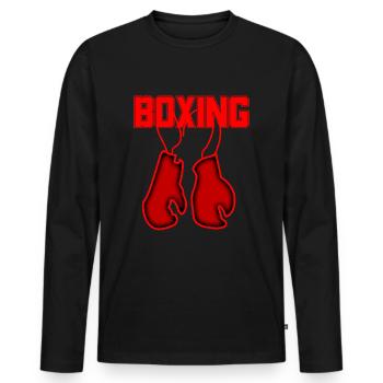 Retro Love Red Boxhandschuhe Boxer Geschenke - Männer Premium Bio Langarmshirt - Schwarz - Vorne - Nico (187cm)
