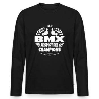 BMX le sport des champions - T-shirt manches longues Premium bio Homme - noir - Devant - Nico (187cm)