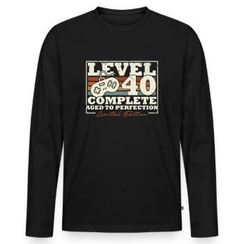 40th Birthday Level 40 Complete 40 Years Gift - Men's Premium Organic Long Sleeve Shirt - black - Front - Nico (187cm)