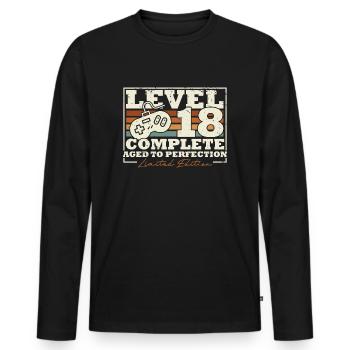 18 Birthday Level 18 Complete 18 Years Gift - Men's Premium Organic Long Sleeve Shirt - black - Front - Nico (187cm)