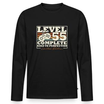 55 Anniversaire Niveau 55 Cadeau complet de 55 ans - T-shirt manches longues Premium bio Homme - noir - Devant - Nico (187cm)