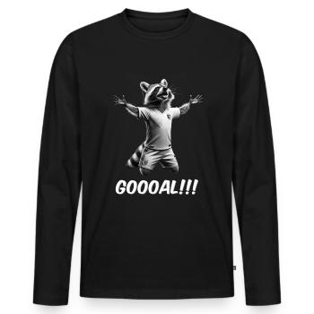 Goal Soccer Goal Celebration Outfit with Raccoon - Men's Premium Organic Long Sleeve Shirt - black - Front - Nico (187cm)