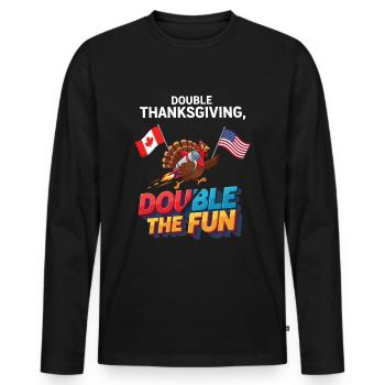 Double plaisir de Thanksgiving - T-shirt manches longues Premium bio Homme - noir - Devant - Nico (187cm)