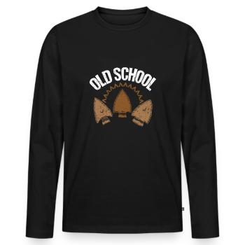 Old School Pfeilspitzen Bogenschießen - Männer Premium Bio Langarmshirt - Schwarz - Vorne - Nico (187cm)