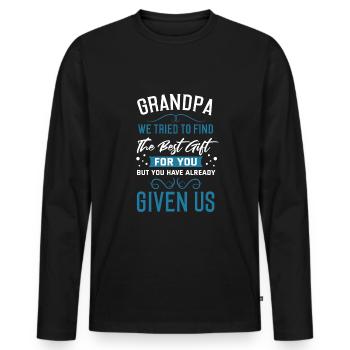 We were looking for the best gift for you - Men's Premium Organic Long Sleeve Shirt - black - Front - Nico (187cm)