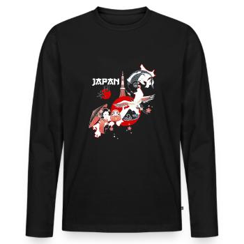 Cool Japan Tradtions Design - T-shirt manches longues Premium bio Homme - noir - Devant - Nico (187cm)