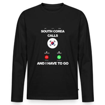 South Corea calls and i have to go - Männer Premium Bio Langarmshirt - Schwarz - Vorne - Nico (187cm)
