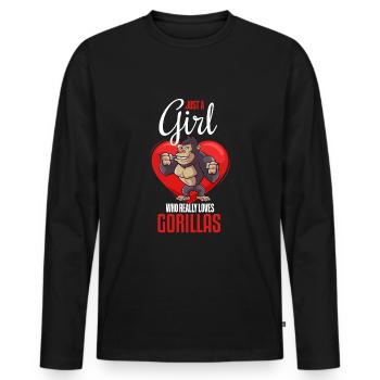 Just a girl who really loves gorillas - Men's Premium Organic Long Sleeve Shirt - black - Front - Nico (187cm)