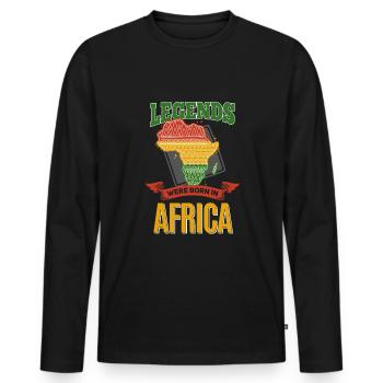 Legends were born in Africa - Men's Premium Organic Long Sleeve Shirt - black - Front - Nico (187cm)