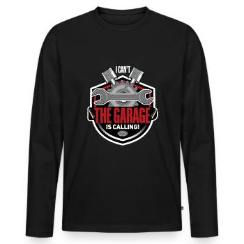 Je ne peux pas appeler mon garage moi - T-shirt manches longues Premium bio Homme - noir - Devant - Nico (187cm)