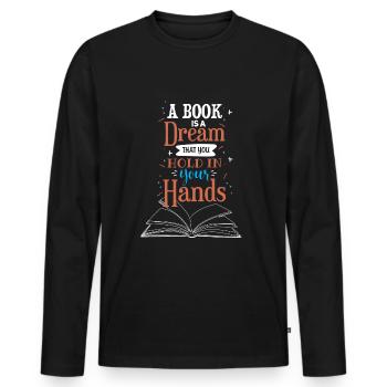 Poetic Books Reader Saying Design - Men's Premium Organic Long Sleeve Shirt - black - Front - Nico (187cm)