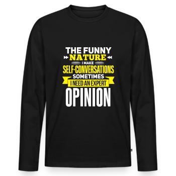 Of course, I talk to myself - Men's Premium Organic Long Sleeve Shirt - black - Front - Nico (187cm)