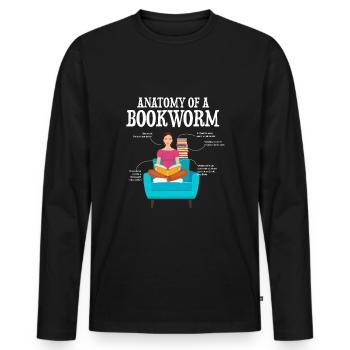 Anatomie d’un rat de bibliothèque - T-shirt manches longues Premium bio Homme - noir - Devant - Nico (187cm)