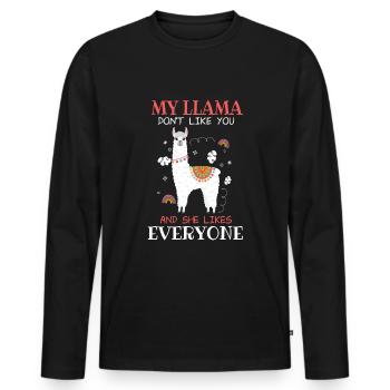 Drôle de llama Alpaga Dicton Design - T-shirt manches longues Premium bio Homme - noir - Devant - Nico (187cm)
