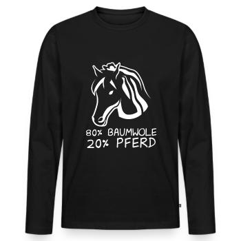 80% Baumwolle und 20% Pferd - Männer Premium Bio Langarmshirt - Schwarz - Vorne - Nico (187cm)