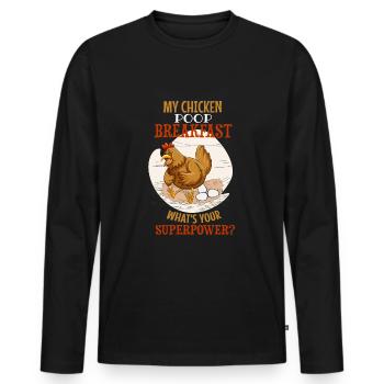 Conception amusante de l’élevage de poulets - T-shirt manches longues Premium bio Homme - noir - Devant - Nico (187cm)