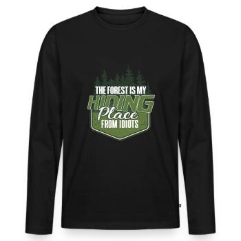 Lustiger Wanderer Förster Spruch - Männer Premium Bio Langarmshirt - Schwarz - Vorne - Nico (187cm)