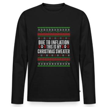 Drôle de dicton de Noël sur l’inflation - T-shirt manches longues Premium bio Homme - noir - Devant - Nico (187cm)