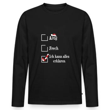 Witziger Inflation Weihnachten Spruch - Männer Premium Bio Langarmshirt - Schwarz - Vorne - Nico (187cm)