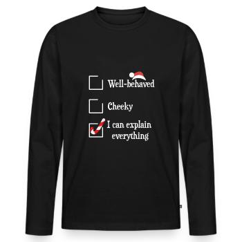 Drôle de dicton de Noël sur l’inflation - T-shirt manches longues Premium bio Homme - noir - Devant - Nico (187cm)