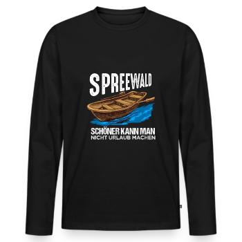 Cooles Spreewald Ostdeutschland Design - Männer Premium Bio Langarmshirt - Schwarz - Vorne - Nico (187cm)