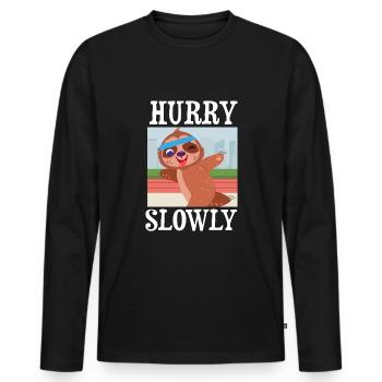 Dépêchez-vous lentement drôle de joggeur paresseux - T-shirt manches longues Premium bio Homme - noir - Devant - Nico (187cm)